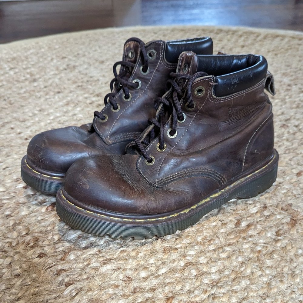 Dr Martens Air Cushion Sole Brown Leather Ankle Boots sz 9 Mens